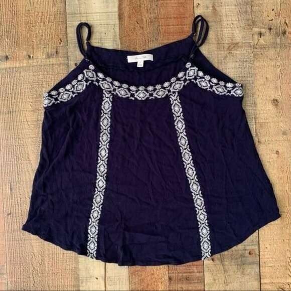 Active USA blue and white cami camisole tank top with embroidered detail - L - Picture 1 of 7